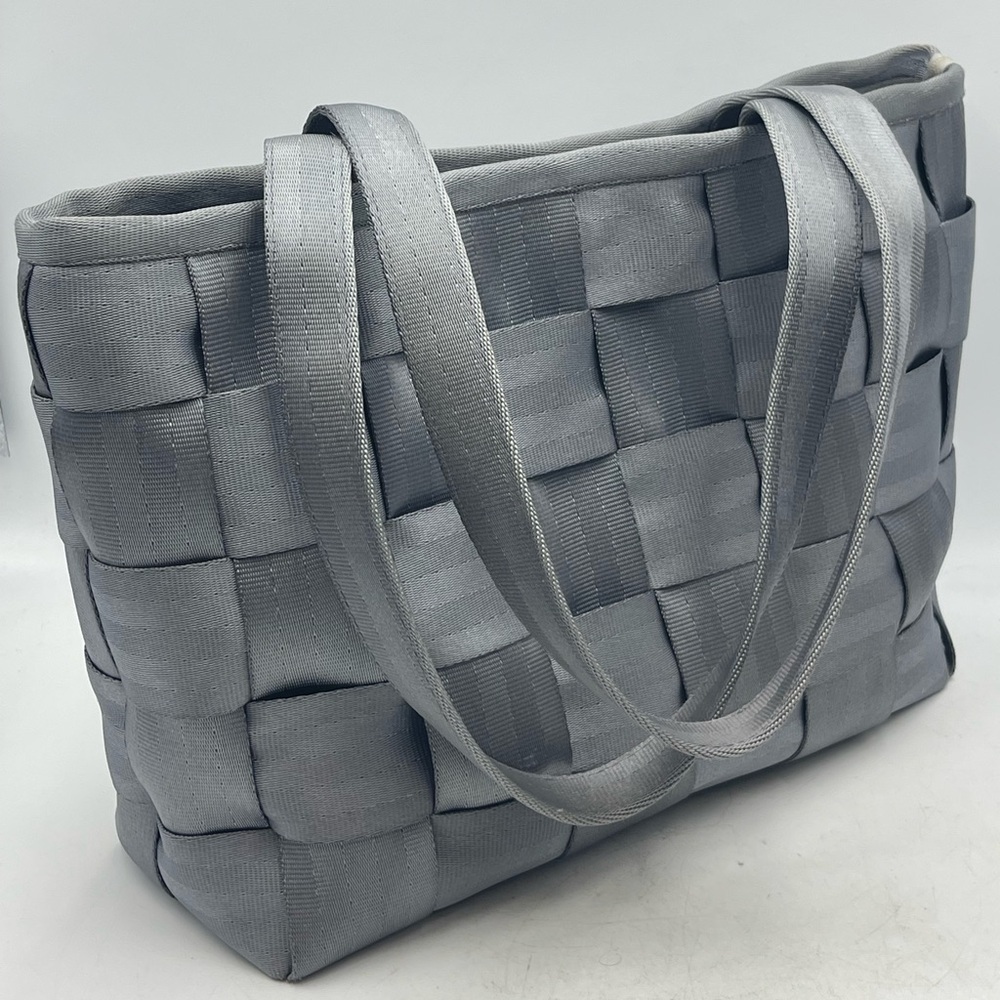 The Original Seatbelt Bag: Gray Woven Tote Bag w/Double Handles Built In The USA